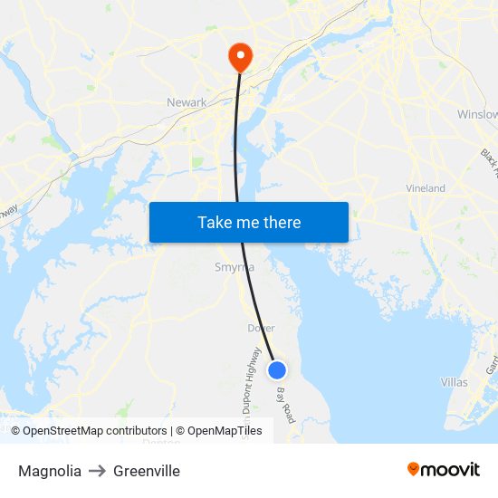 Magnolia to Greenville map