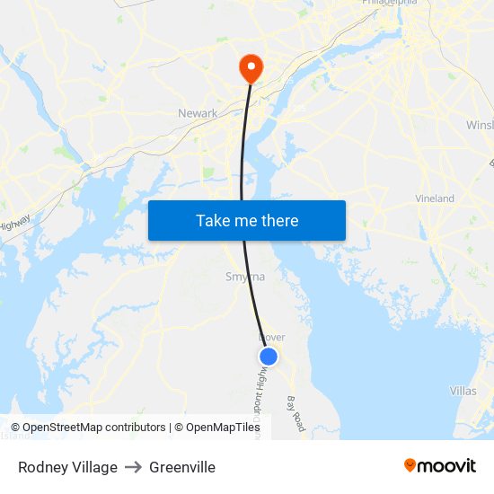 Rodney Village to Greenville map