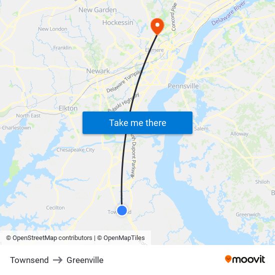 Townsend to Greenville map