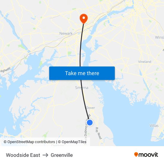 Woodside East to Greenville map