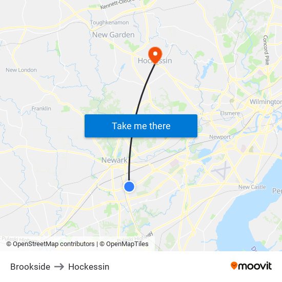 Brookside to Hockessin map