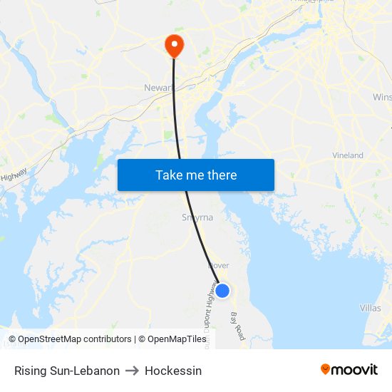 Rising Sun-Lebanon to Hockessin map