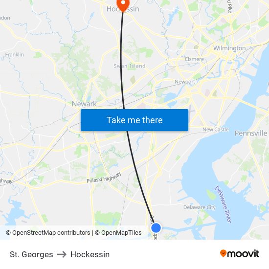 St. Georges to Hockessin map