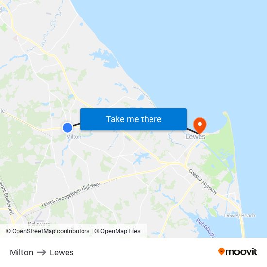 Milton to Lewes map