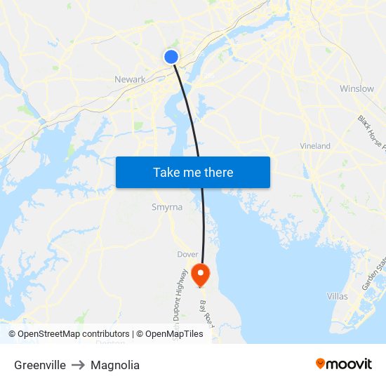 Greenville to Magnolia map