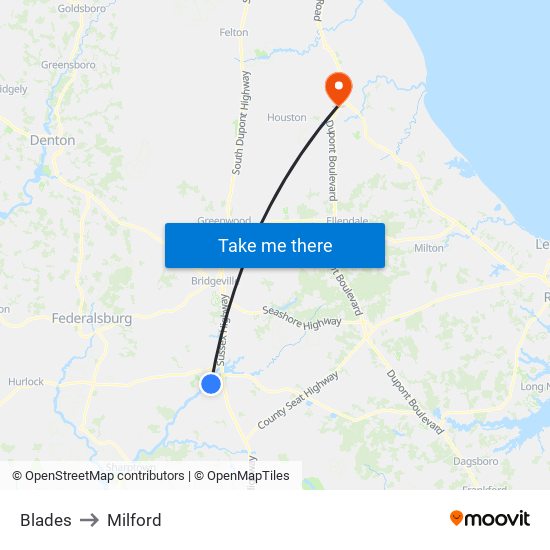 Blades to Milford map