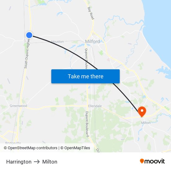 Harrington to Milton map