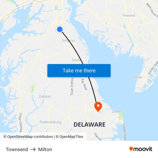 Townsend to Milton map