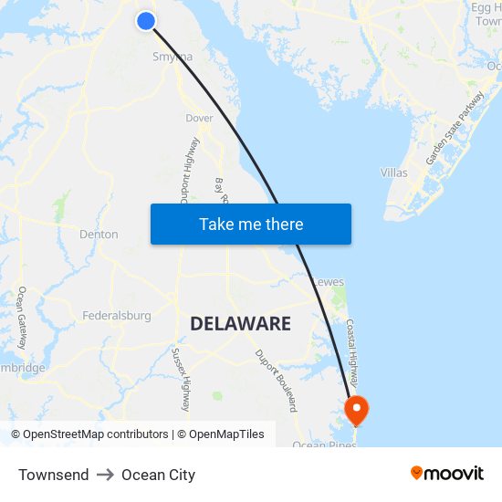 Townsend to Ocean City map