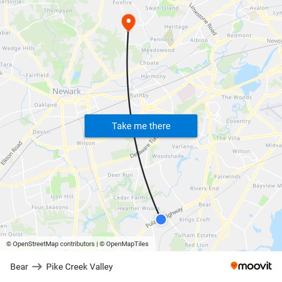 Bear to Pike Creek Valley map