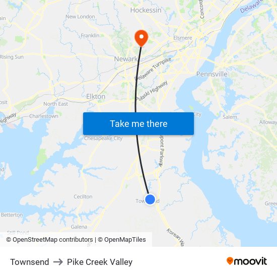 Townsend to Pike Creek Valley map