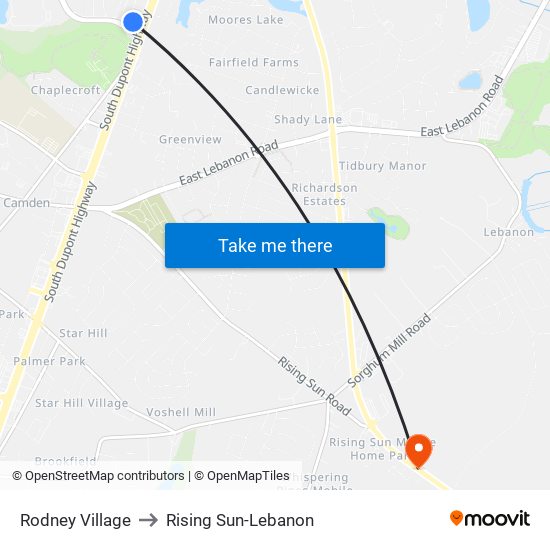 Rodney Village to Rising Sun-Lebanon map