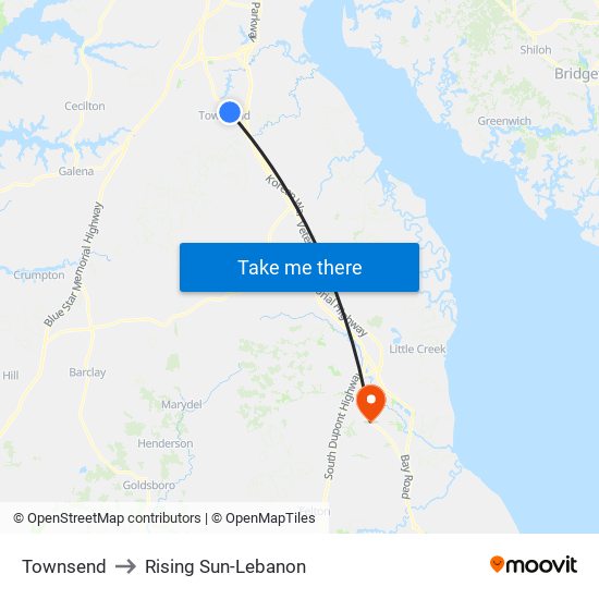 Townsend to Rising Sun-Lebanon map