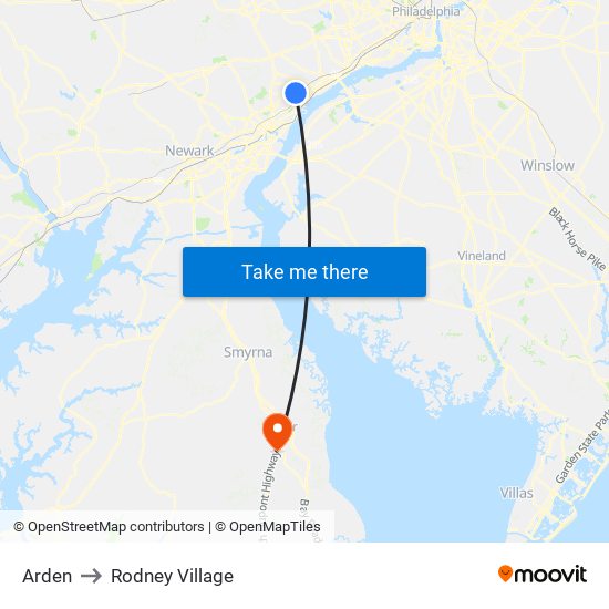 Arden to Rodney Village map