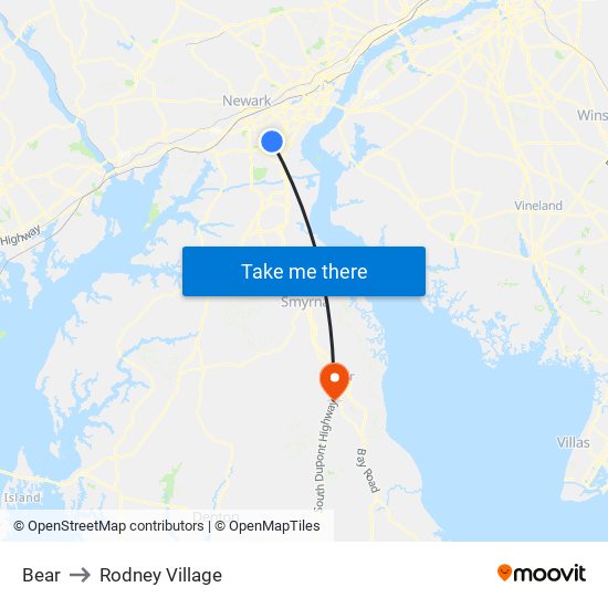 Bear to Rodney Village map