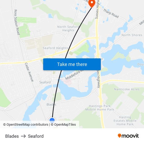 Blades to Seaford map