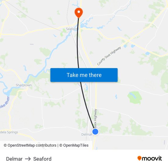 Delmar to Seaford map
