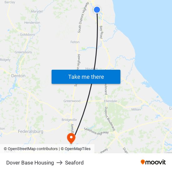 Dover Base Housing to Seaford map