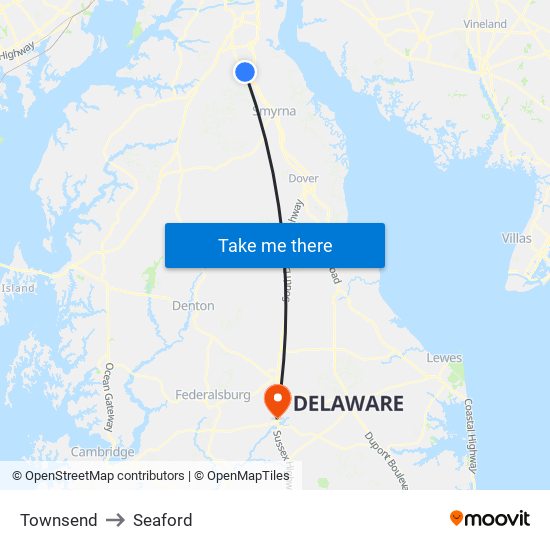 Townsend to Seaford map