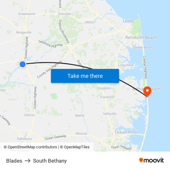Blades to South Bethany map