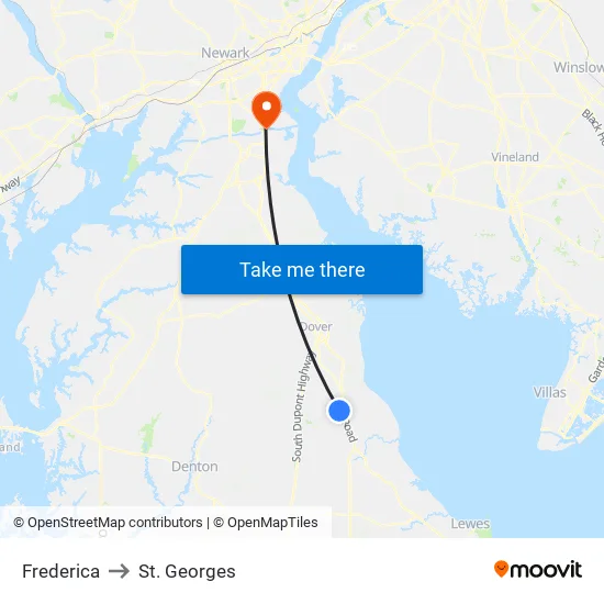 Frederica to St. Georges map