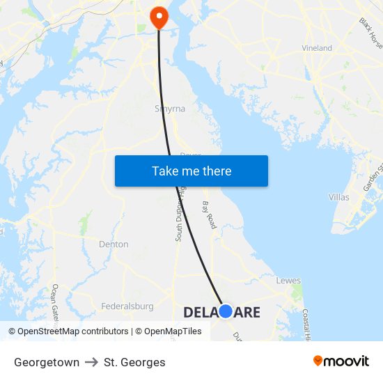 Georgetown to St. Georges map