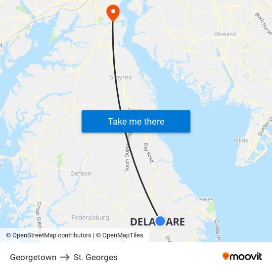 Georgetown to St. Georges map