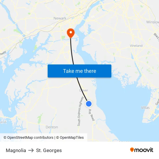 Magnolia to St. Georges map