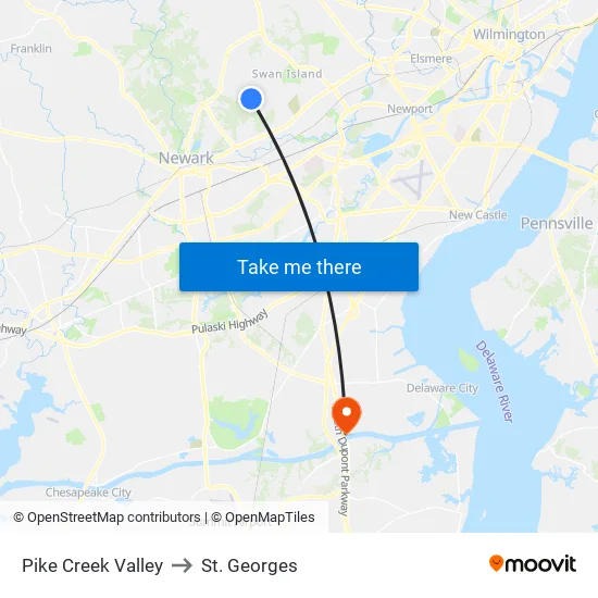 Pike Creek Valley to St. Georges map