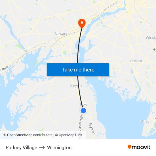 Rodney Village to Wilmington map