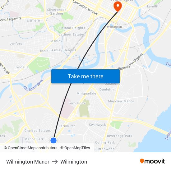 Wilmington Manor to Wilmington map