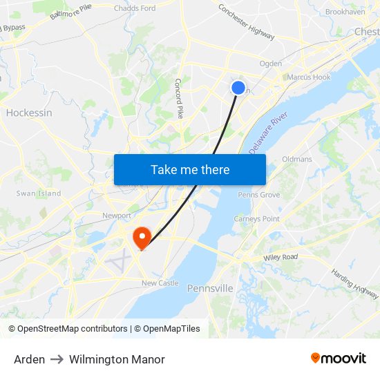 Arden to Wilmington Manor map