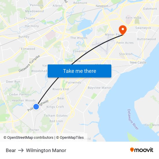 Bear to Wilmington Manor map