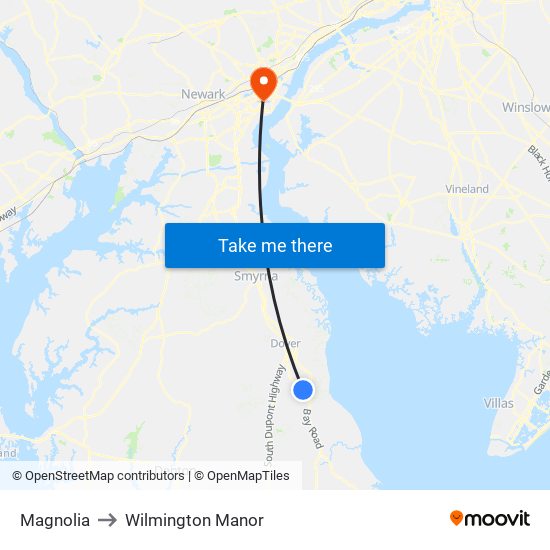 Magnolia to Wilmington Manor map