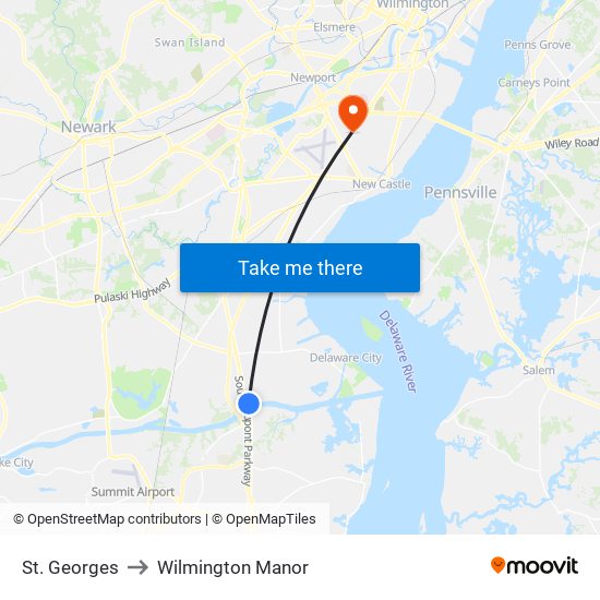 St. Georges to Wilmington Manor map