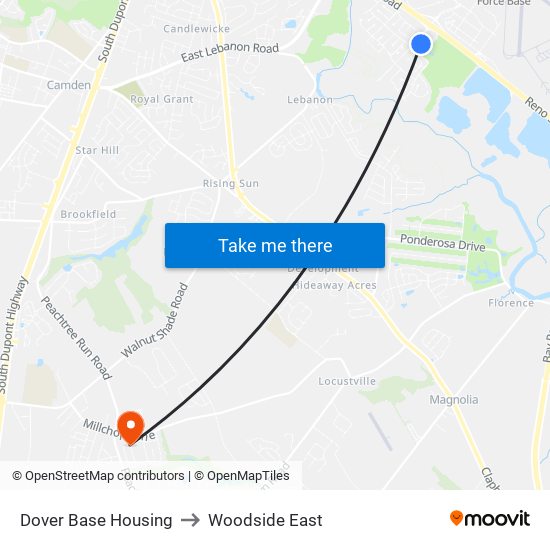 Dover Base Housing to Woodside East map