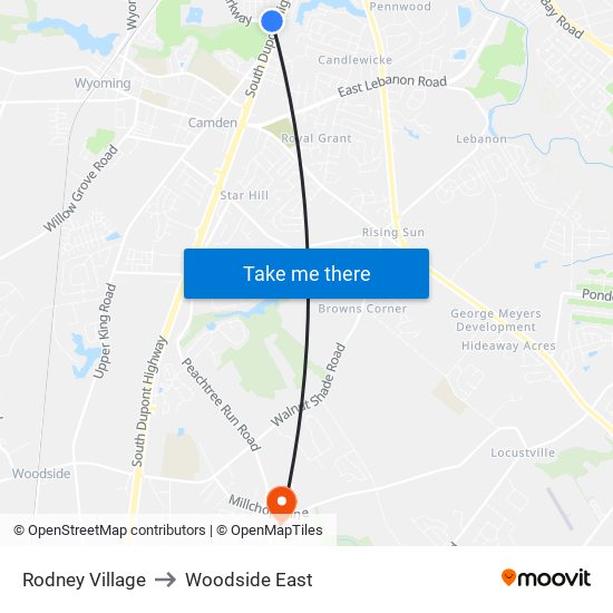 Rodney Village to Woodside East map