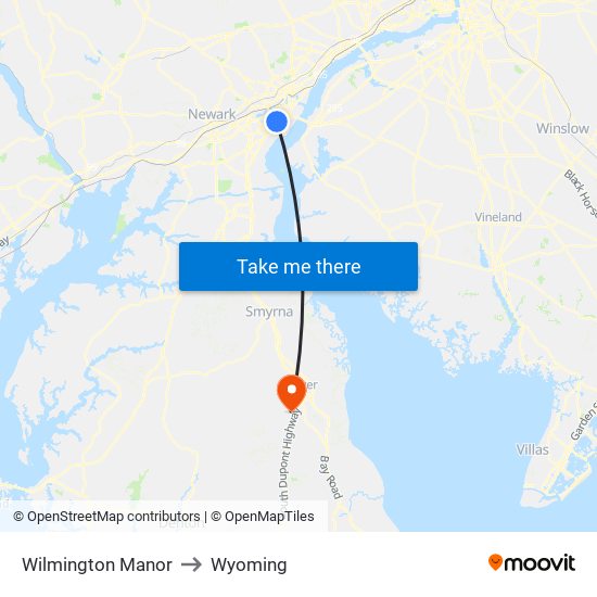 Wilmington Manor to Wyoming map