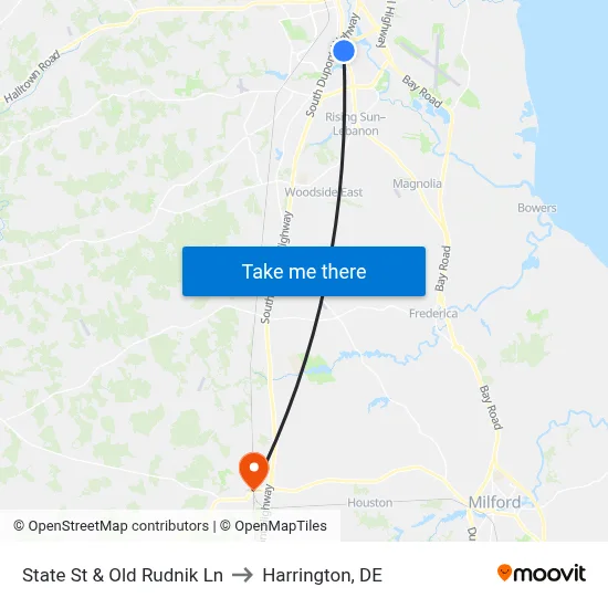 State St & Old Rudnik Ln to Harrington, DE map