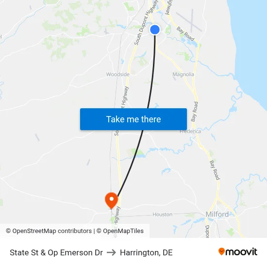 State St & Op Emerson Dr to Harrington, DE map