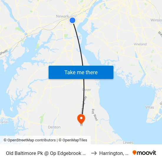 Old Baltimore Pk @ Op Edgebrook Way to Harrington, DE map