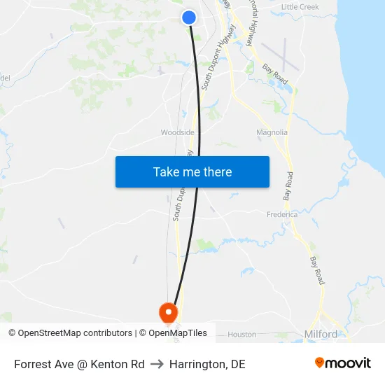 Forrest Ave @ Kenton Rd to Harrington, DE map