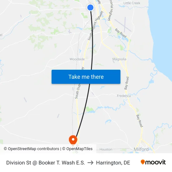 Division St @ Booker T. Wash E.S. to Harrington, DE map