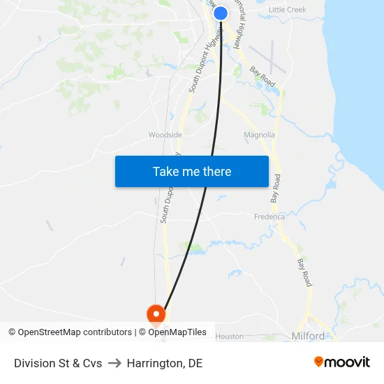Division St & Cvs to Harrington, DE map