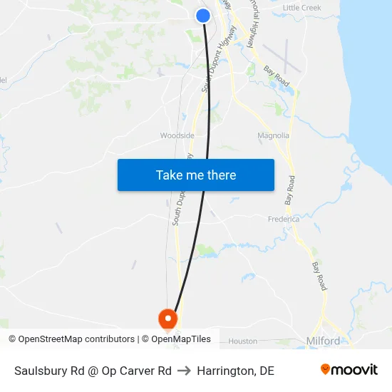 Saulsbury Rd @ Op Carver Rd to Harrington, DE map