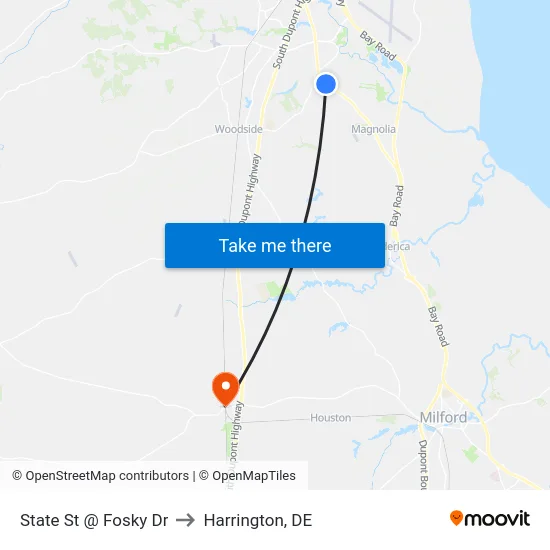 State St @ Fosky Dr to Harrington, DE map