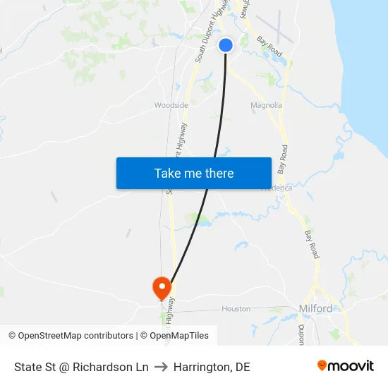 State St @ Richardson Ln to Harrington, DE map