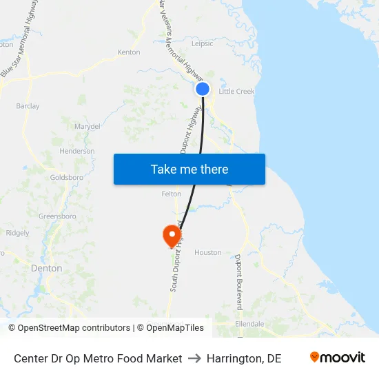 Center Dr Op Metro Food Market to Harrington, DE map