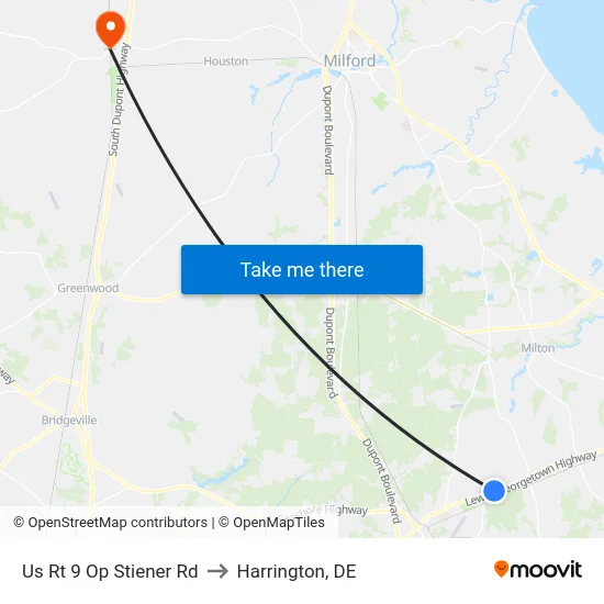 Us Rt 9 Op Stiener Rd to Harrington, DE map