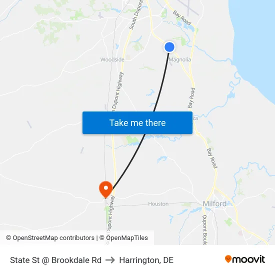 State St @ Brookdale Rd to Harrington, DE map